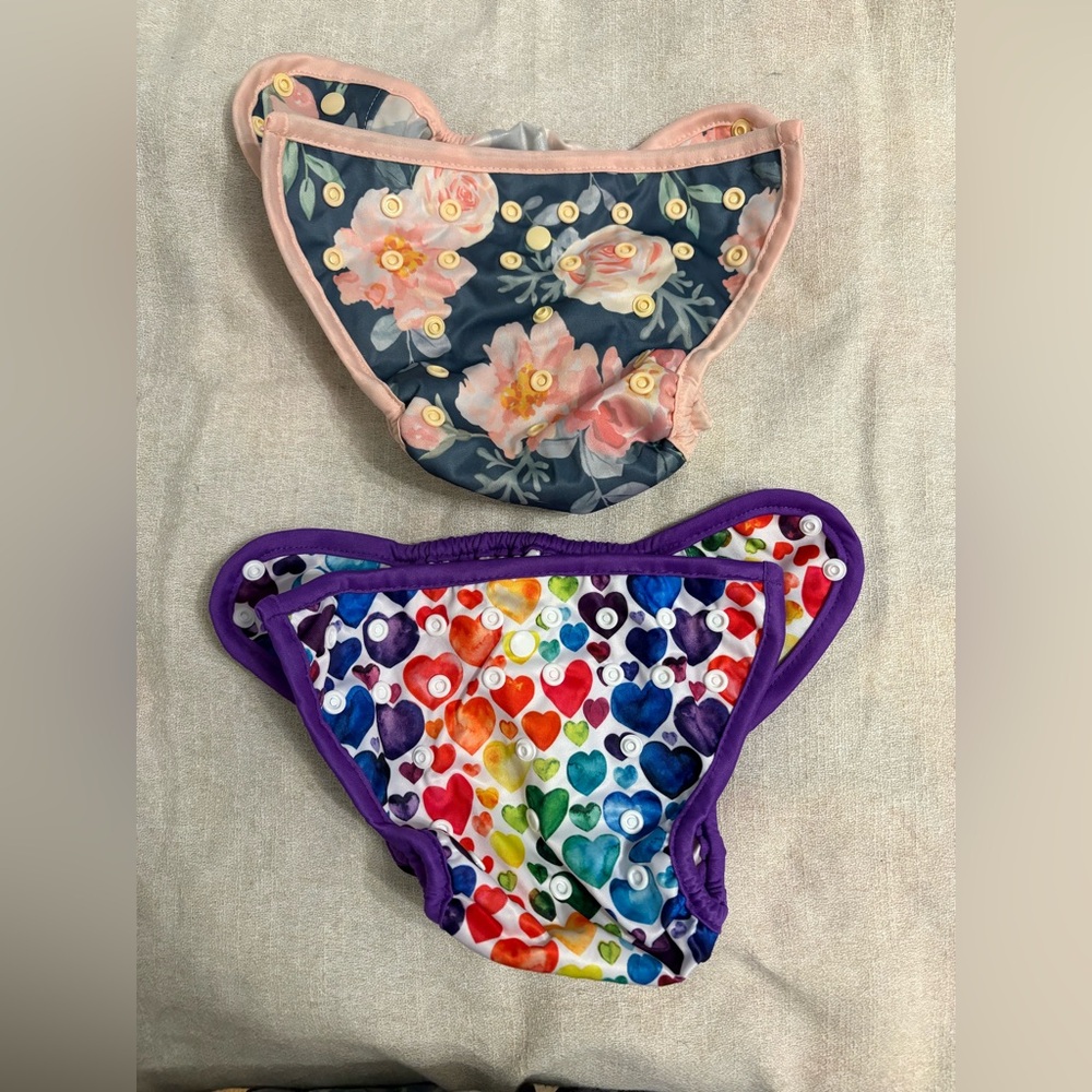 2 Pack Floral and Heart Patterned Kids Reusable Diaper Covers